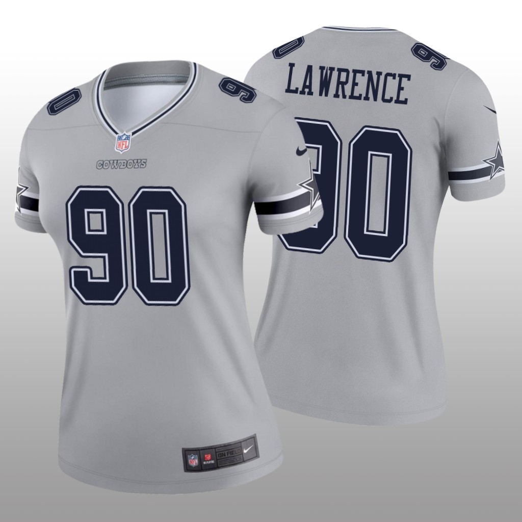 Dallas Cowboys Demarcus Lawrence Silver Jersey Inverted Legend - Women's