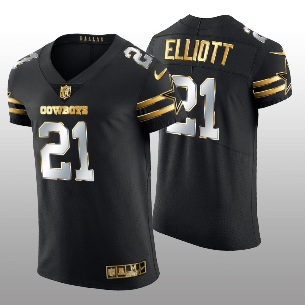 Dallas Cowboys Ezekiel Elliott Black Elite Jersey Golden Edition Men's