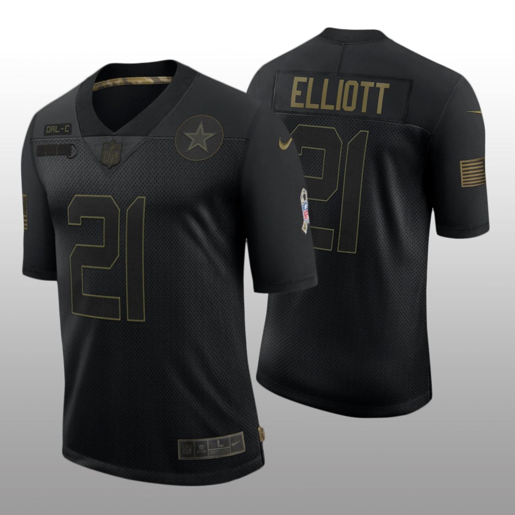Dallas Cowboys Ezekiel Elliott Black Limited Jersey 2020 Salute to Service - Men's