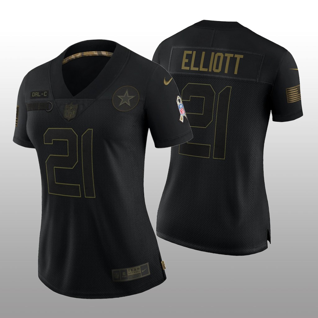Dallas Cowboys Ezekiel Elliott Black Limited Jersey 2020 Salute To Service - Women's