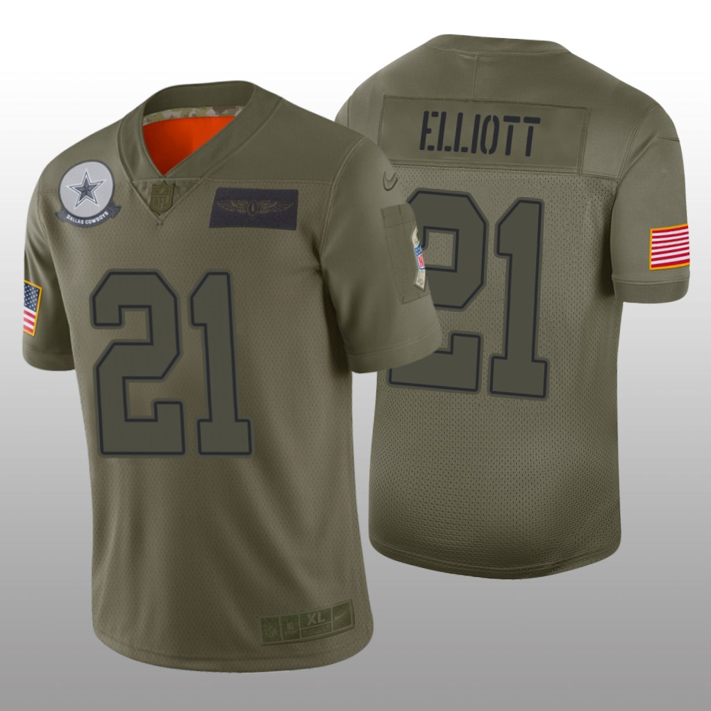Dallas Cowboys Ezekiel Elliott Camo Limited Jersey 2019 Salute to Service - Men's