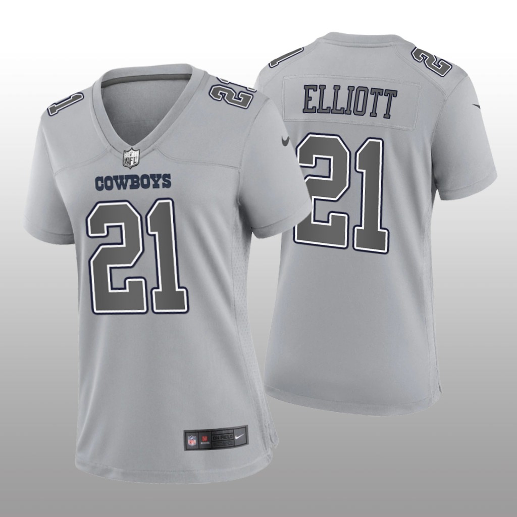 Dallas Cowboys Ezekiel Elliott Gray Jersey Atmosphere Fashion Game - Women's