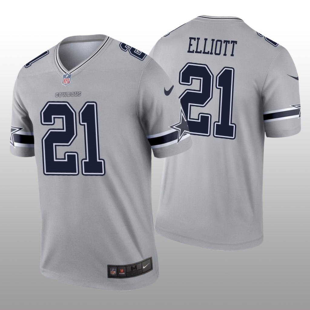 Dallas Cowboys Ezekiel Elliott Gray Jersey Inverted Legend - Men's