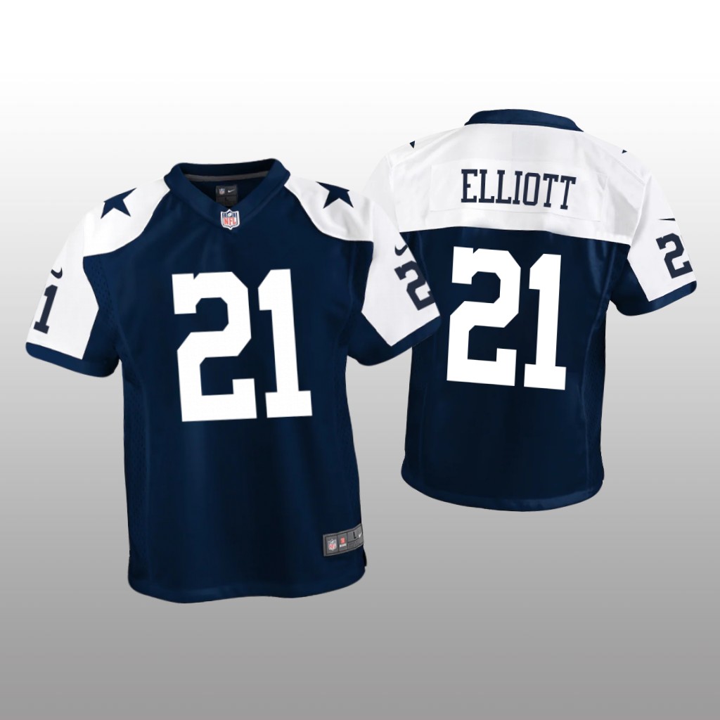 Dallas Cowboys Ezekiel Elliott Navy Jersey Alternate Game - Youth