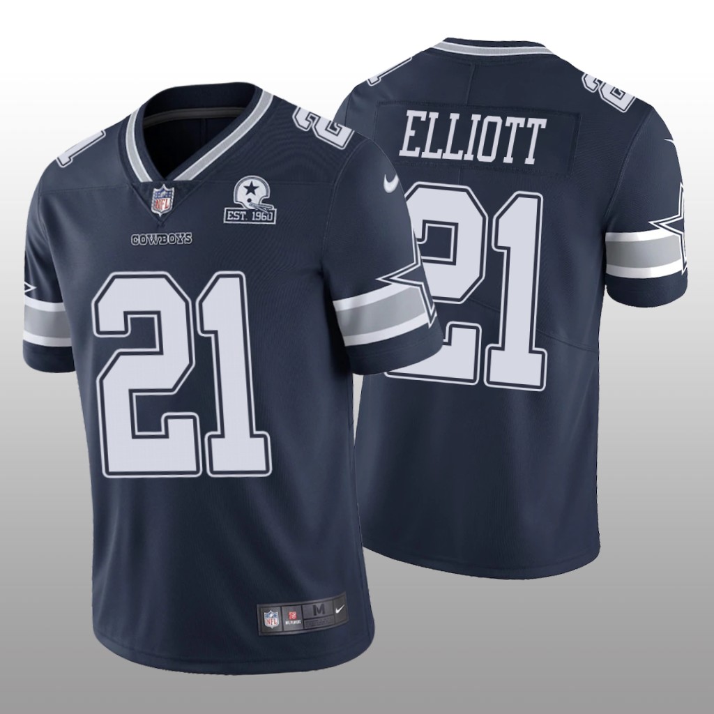 Dallas Cowboys Ezekiel Elliott Navy Vapor Limited Jersey 60th Anniversary - Men's