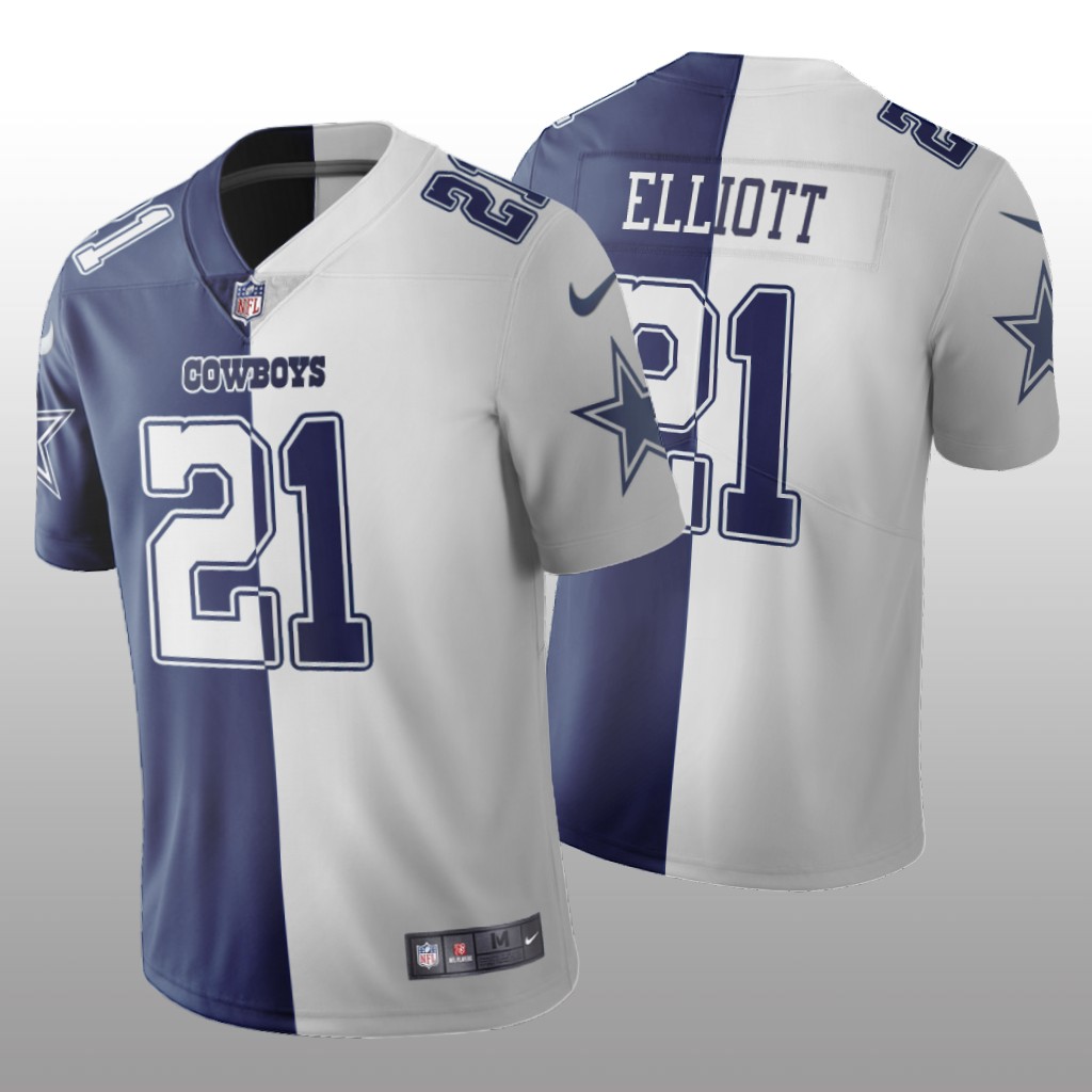 Dallas Cowboys Ezekiel Elliott Navy White Vapor Limited Split Jersey Two Tone - Men's