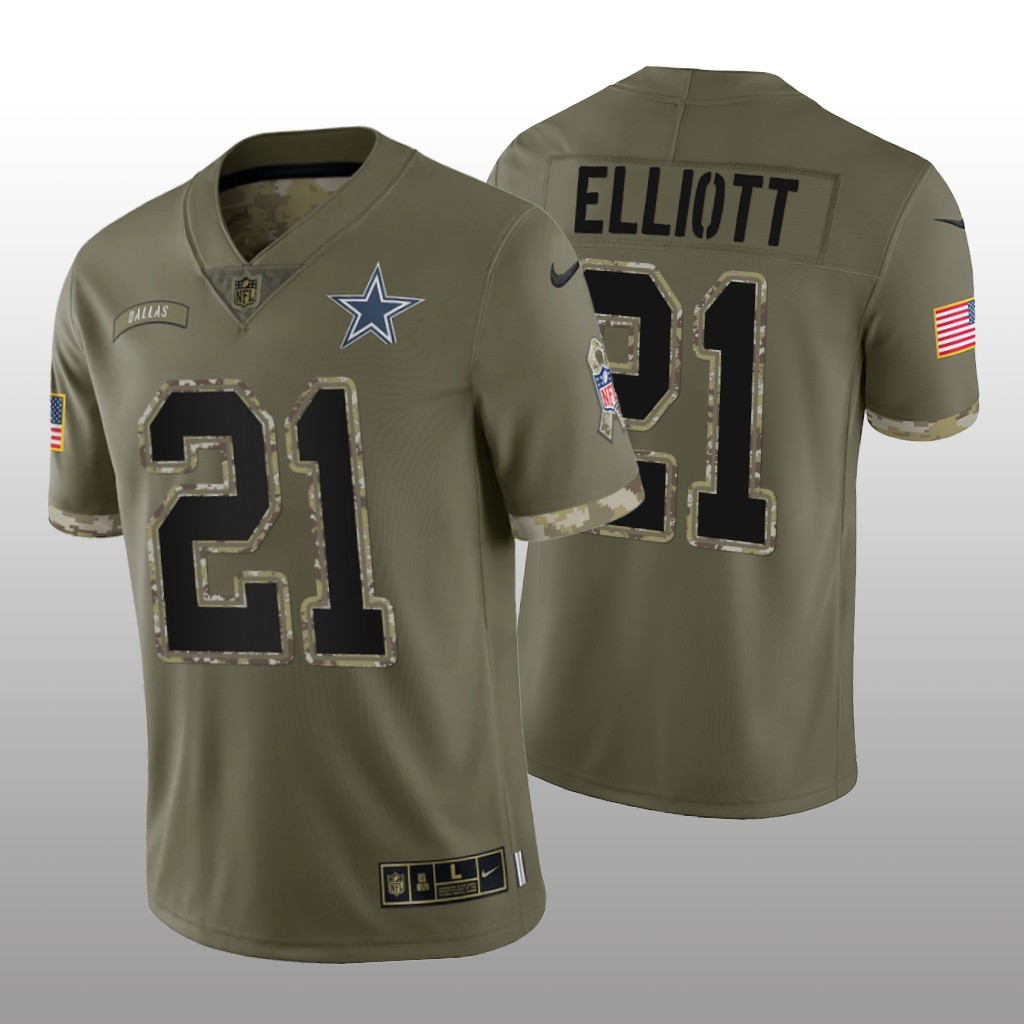 Dallas Cowboys Ezekiel Elliott Olive Limited Jersey 2022 Salute To Service - Men's