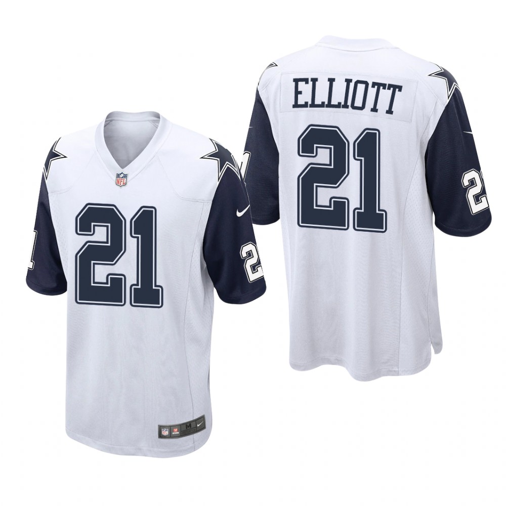 Dallas Cowboys Ezekiel Elliott White Jersey Alternate Game - Men's