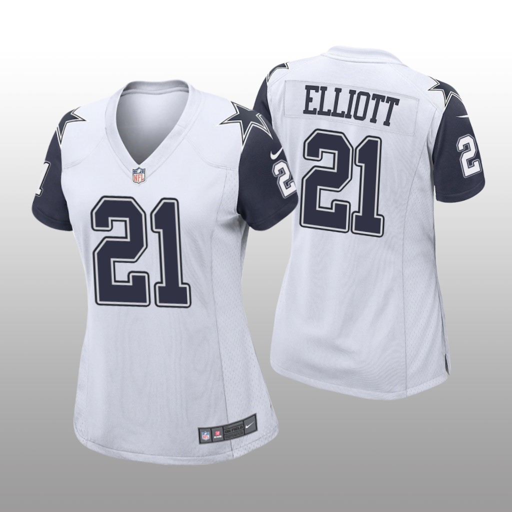 Dallas Cowboys Ezekiel Elliott White Jersey Alternate Game - Women's