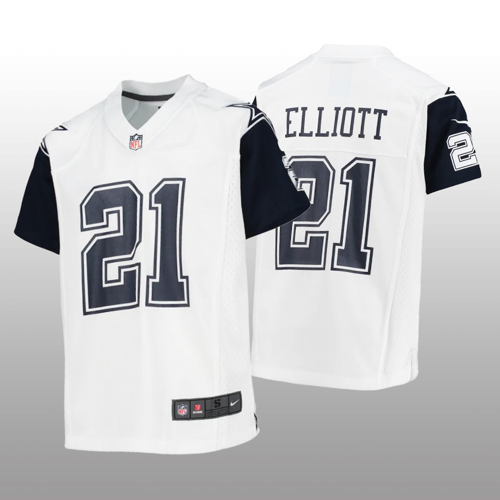 Dallas Cowboys Ezekiel Elliott White Jersey Alternate Game - Youth