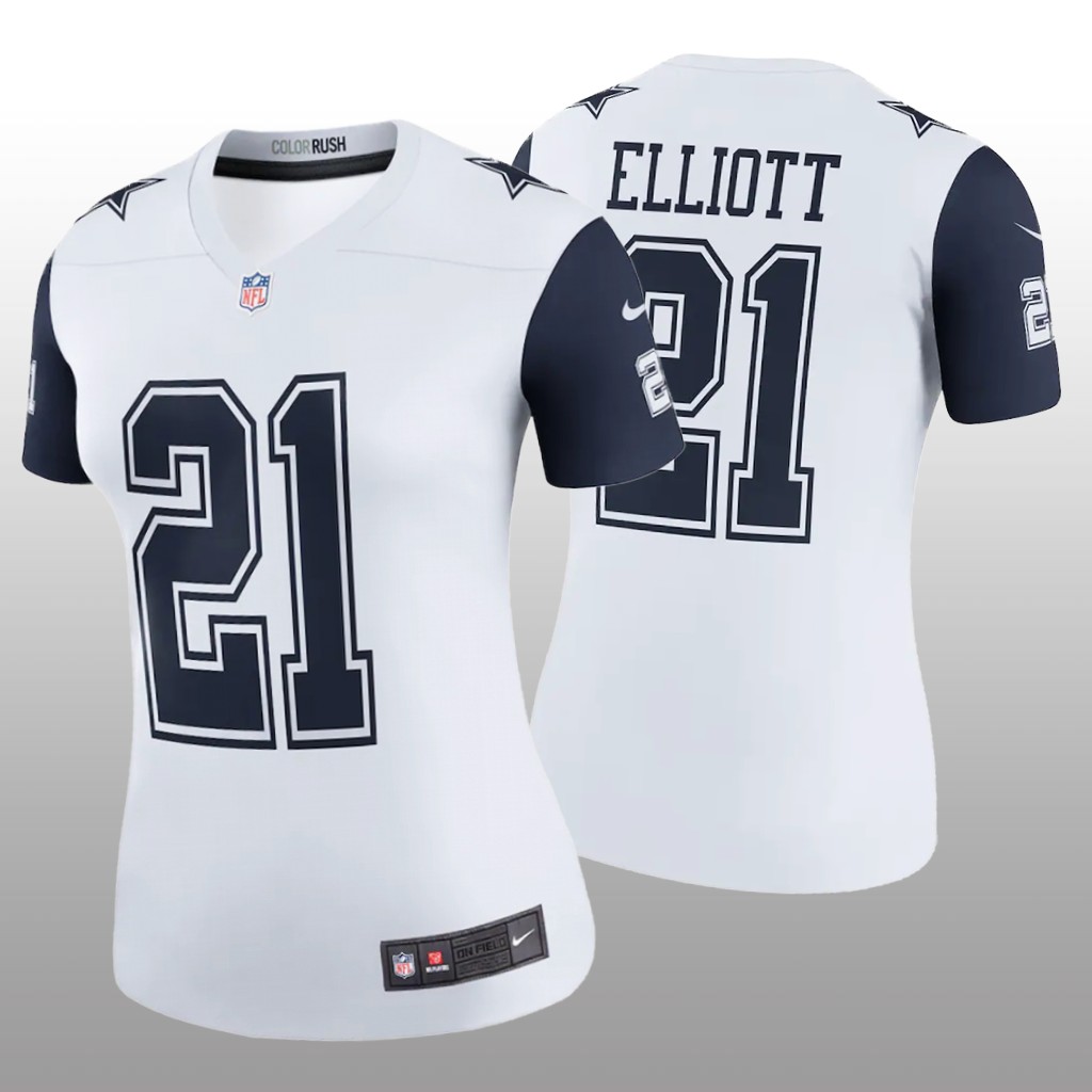 Dallas Cowboys Ezekiel Elliott White Jersey Color Rush Legend - Women's