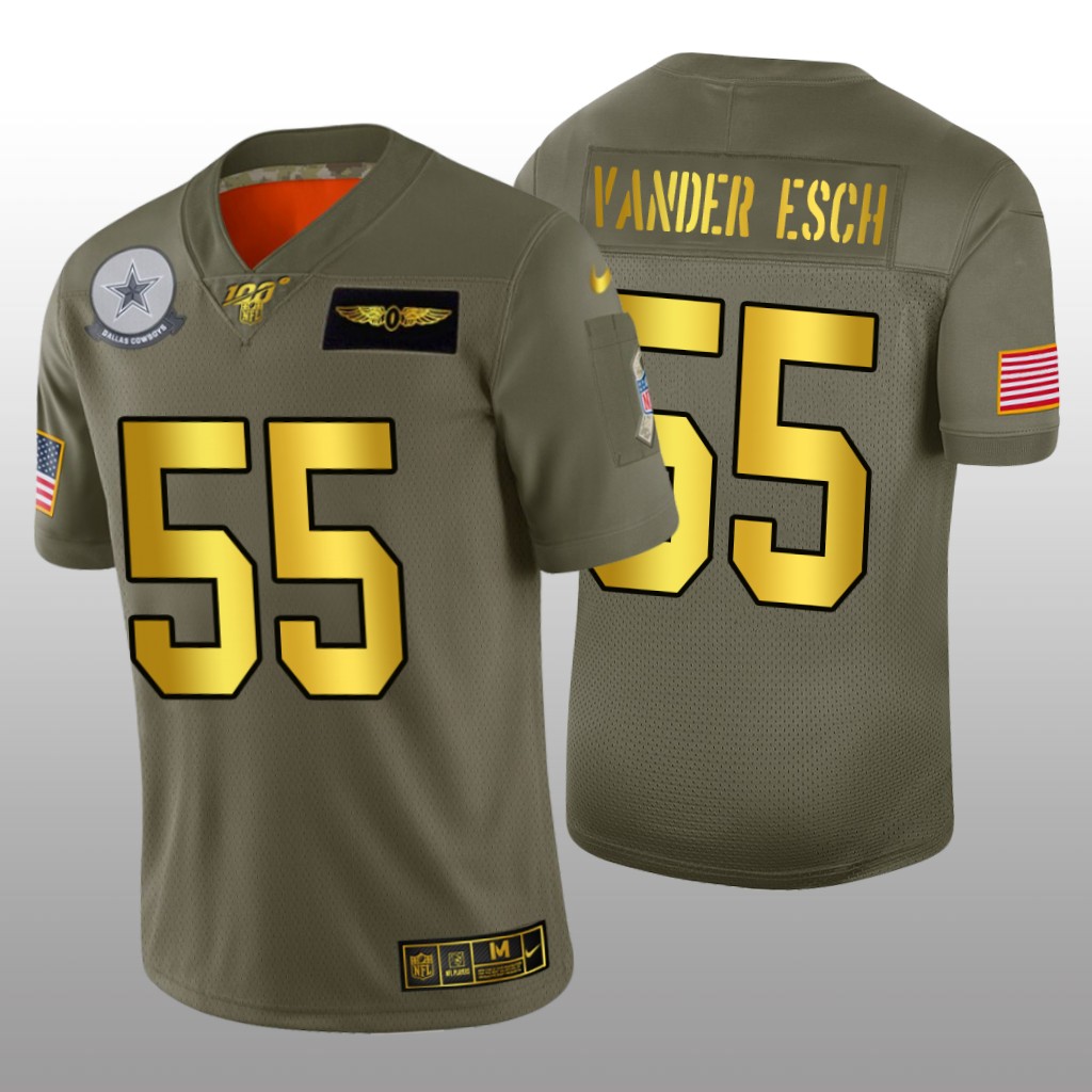 Dallas Cowboys Leighton Vander Esch Olive Golden NFL 100 Jersey 2019 Salute to Service - Men's