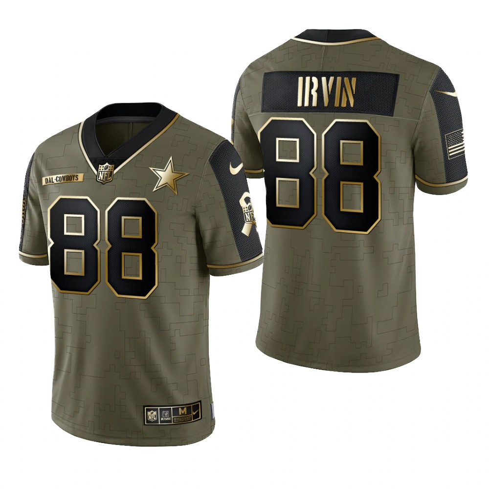 Dallas Cowboys Michael Irvin Olive Gold Limited Jersey 2021 Salute To Service - Men's