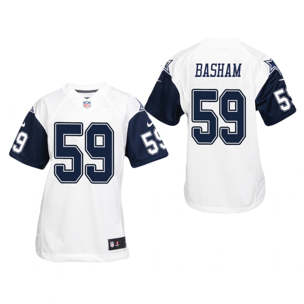 Dallas Cowboys Tarell Basham White Jersey Color Rush Game - Youth