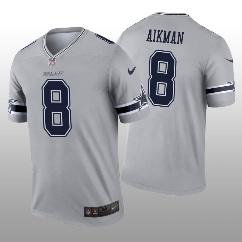 Dallas Cowboys Troy Aikman Gray Jersey Inverted Legend - Men's