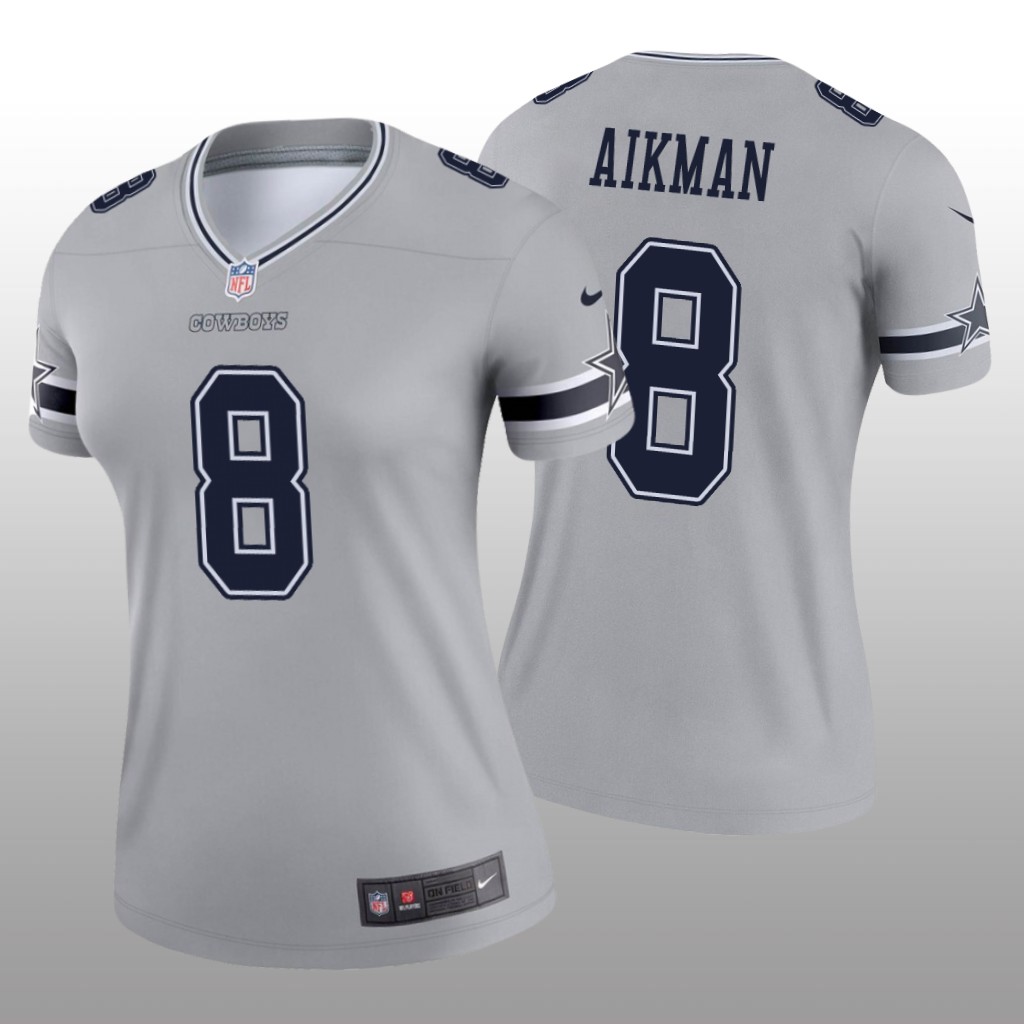 Dallas Cowboys Troy Aikman Silver Jersey Inverted Legend - Women's
