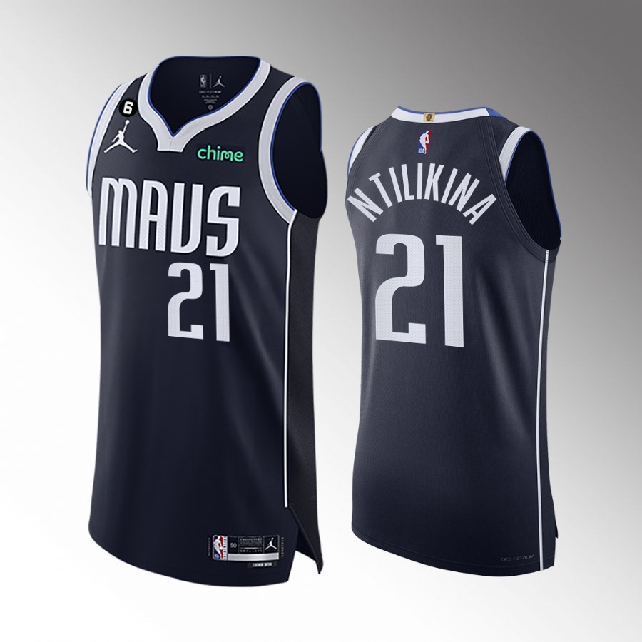 Dallas Mavericks #21 Frank Ntilikina Navy Jersey 2022-23 Statement Edition