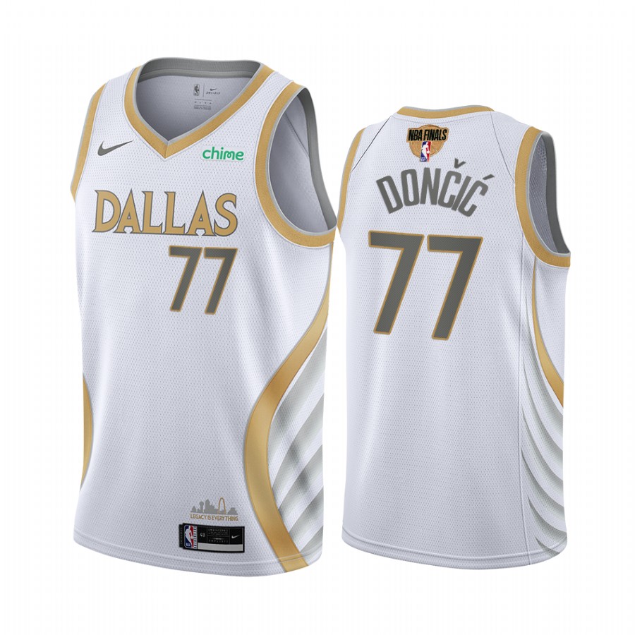 Dallas Mavericks #77 Luka Doncic 2021 NBA Playoffs White Jersey