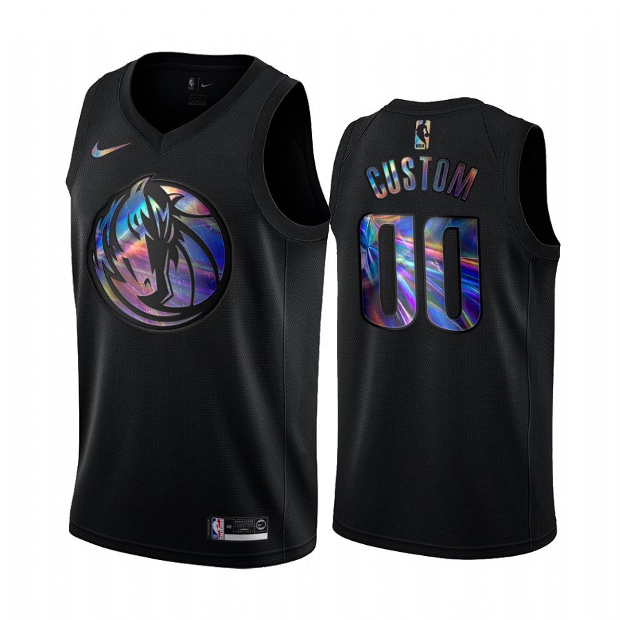 Dallas Mavericks Custom #00 Jersey Iridescent HWC Collection Black 2021 Limited