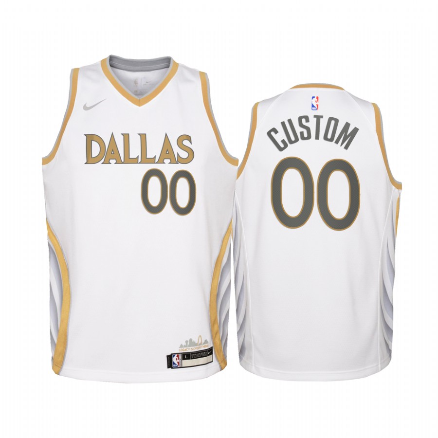 Dallas Mavericks Custom 2020-21 City Edition White Youth Jersey - Swingman