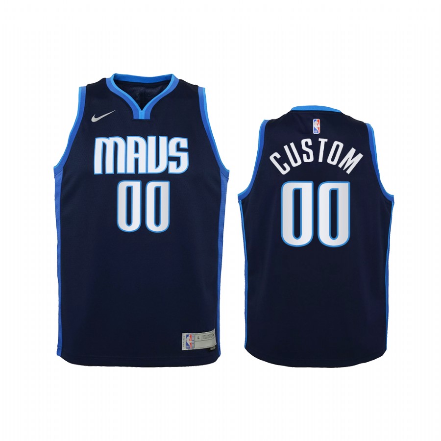 Dallas Mavericks Custom 2021 Earned Edition Navy Youth Jersey Swingman #00