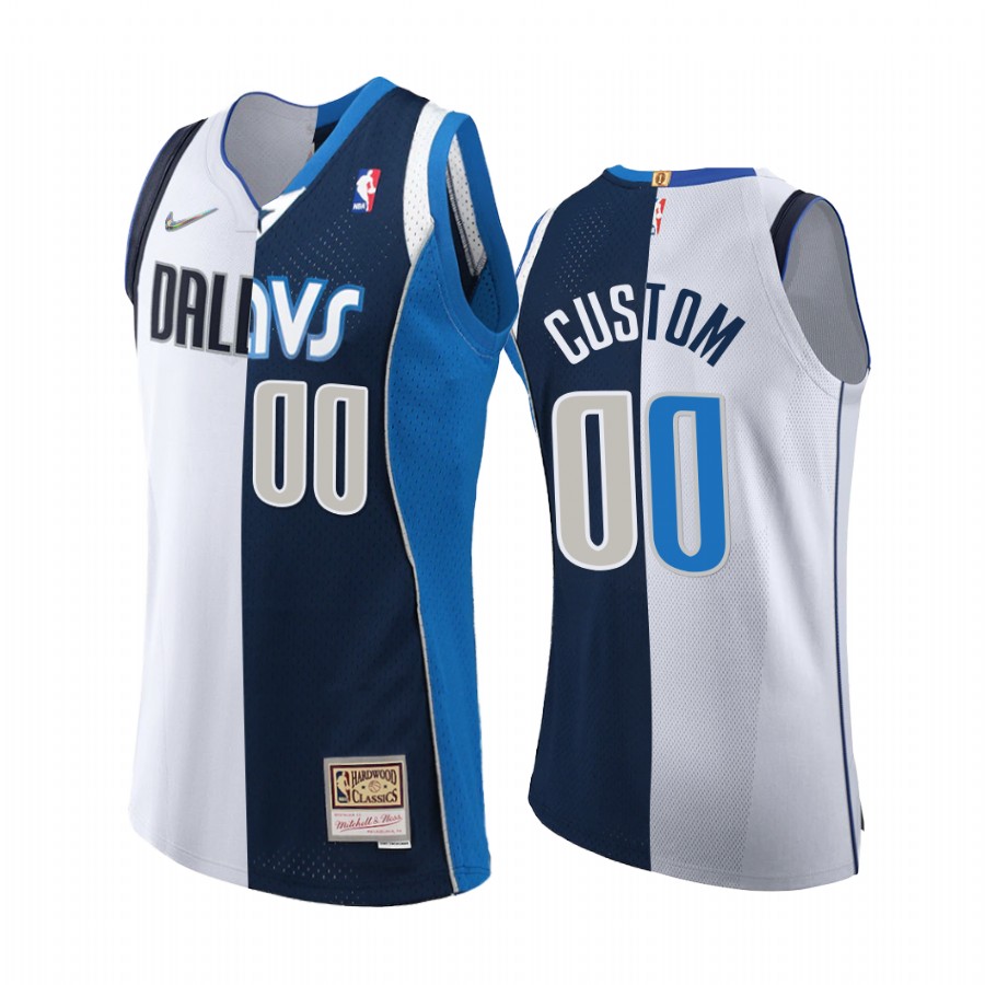 Dallas Mavericks Custom Ancient Split Modern Navy White Jersey Rare
