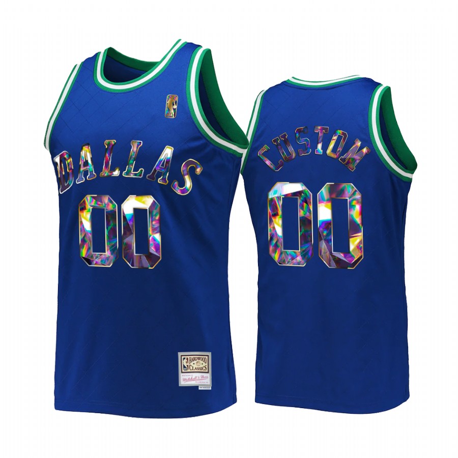 Dallas Mavericks Custom NBA 75th Anniversary Diamond #00 Blue Retro Jersey
