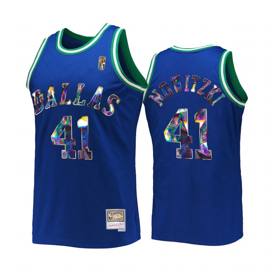Dallas Mavericks Dirk Nowitzki NBA 75th Anniversary Diamond #41 Blue Retro Jersey