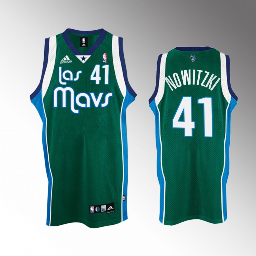 Dallas Mavericks Dirk Nowitzki Noche Latina #41 Green Throwback Jersey