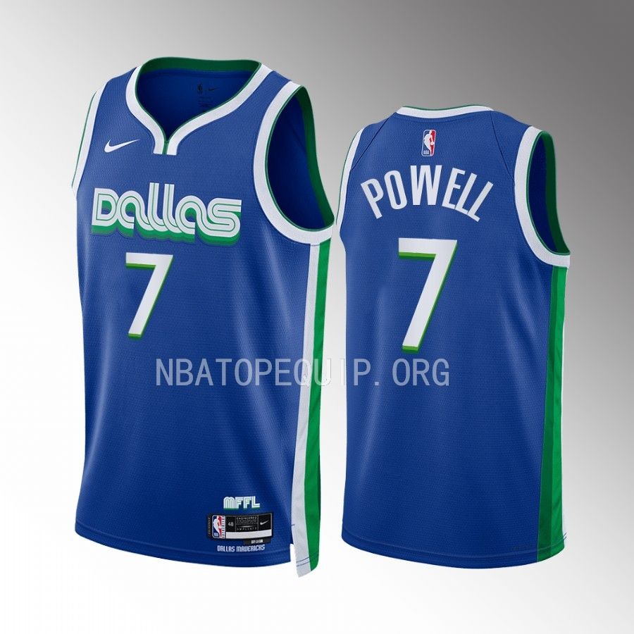 Dallas Mavericks Dwight Powell 2022-23 City Edition Blue #7 Jersey Swingman