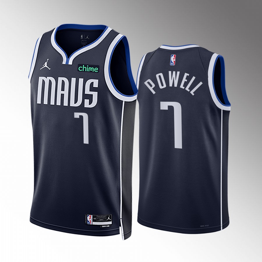 Dallas Mavericks Dwight Powell 2022-23 Statement Edition Navy #7 Jersey Swingman