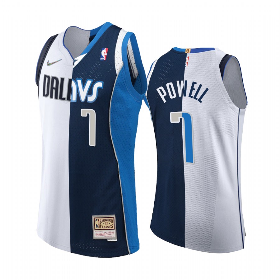Dallas Mavericks Dwight Powell Ancient Split Modern Navy White Jersey Rare