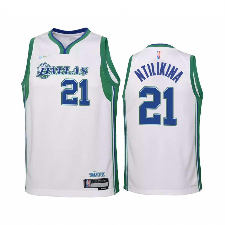 Dallas Mavericks Frank Ntilikina City Edition White Youth Jersey Diamond 75th Anniversary #21