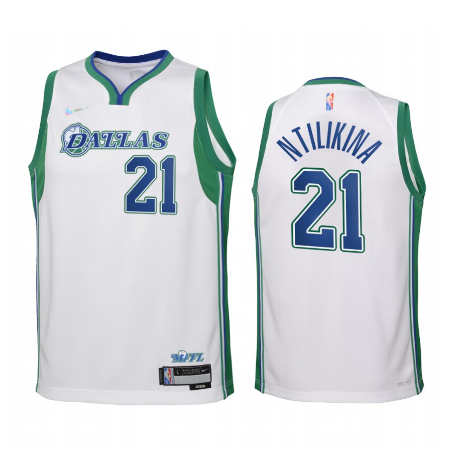 Dallas Mavericks Frank Ntilikina City Edition White Youth Jersey NBA 75th Season #21