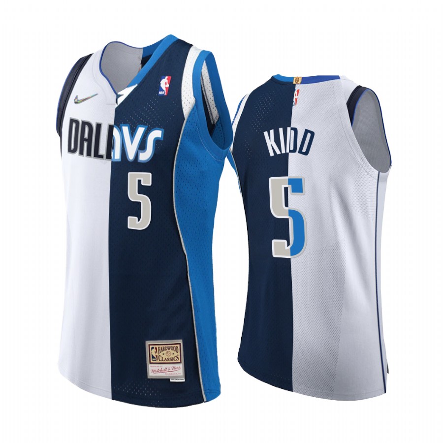 Dallas Mavericks Jason Kidd Ancient Split Modern Navy White Jersey Rare