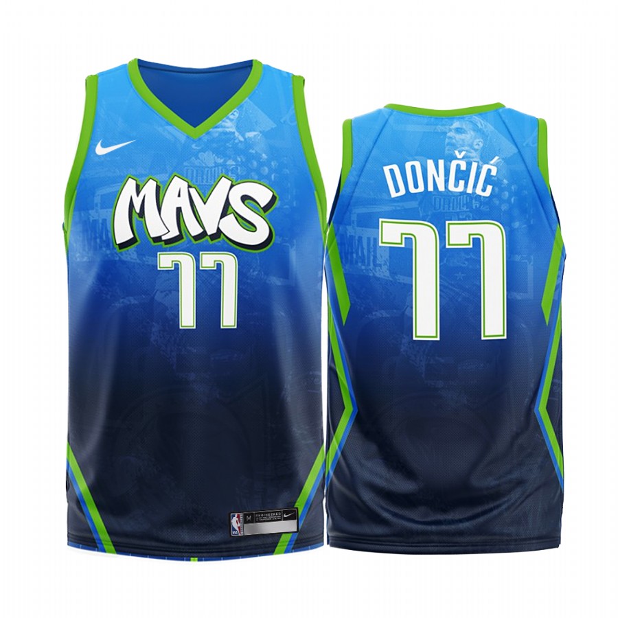 Dallas Mavericks Luka Doncic #77 Blue 2020 Fashion Edition Jersey