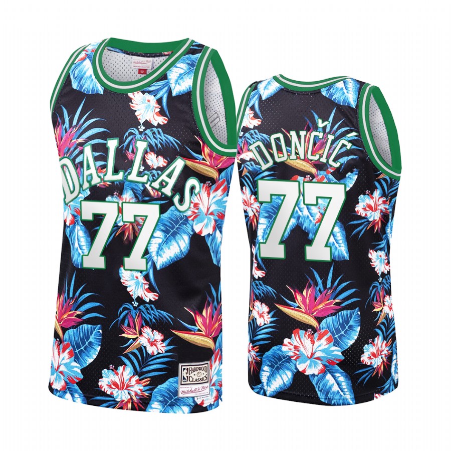 Dallas Mavericks Luka Doncic #77 Floral Fashion Jersey Men's
