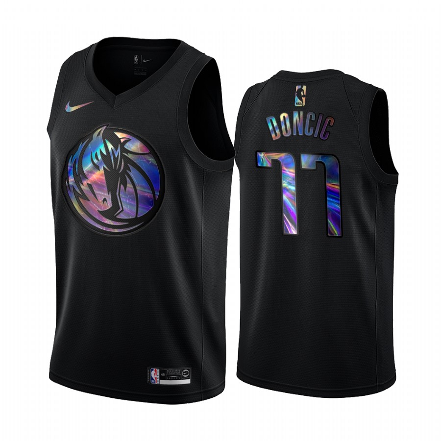 Dallas Mavericks Luka Doncic #77 Jersey Iridescent HWC Collection Black 2021 Limited