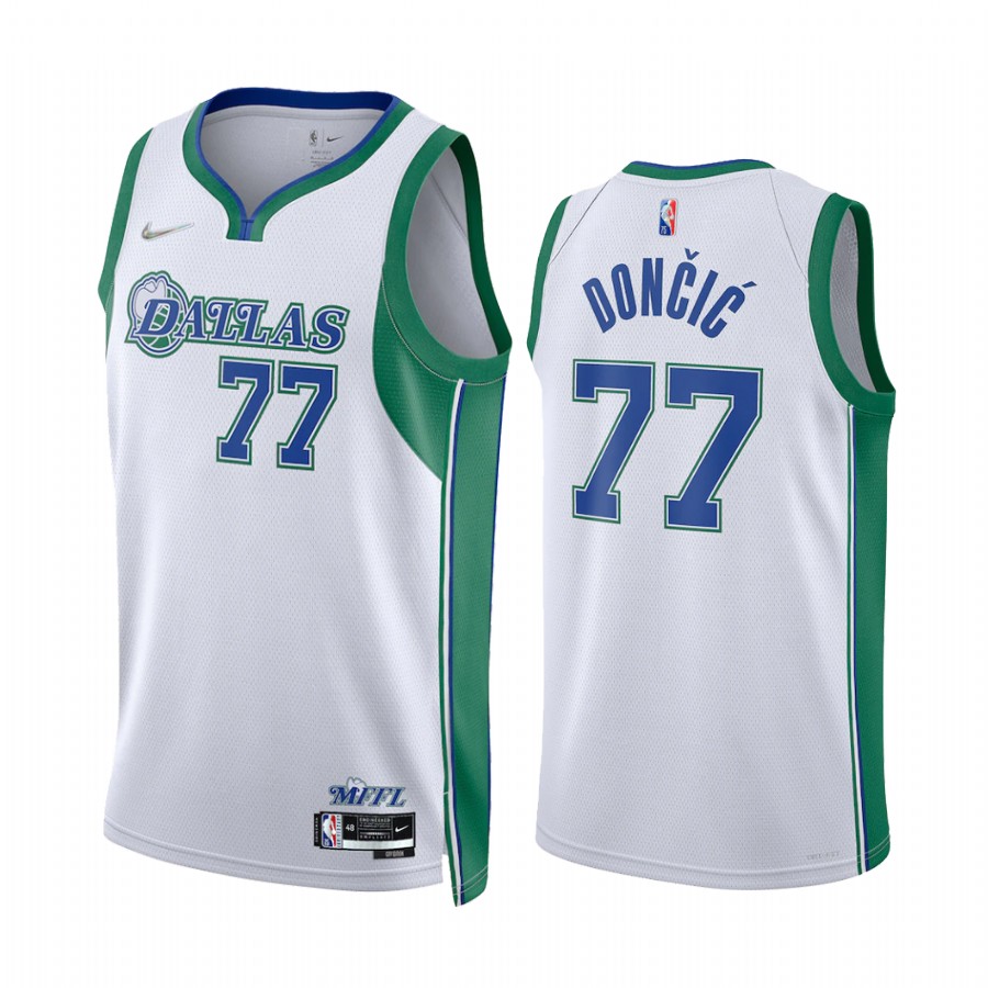 Dallas Mavericks Luka Doncic 2021-22 White City Edition Jersey Throwback
