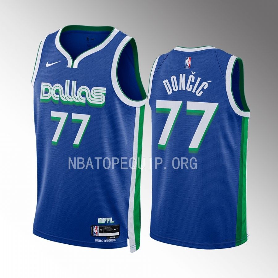 Dallas Mavericks Luka Doncic 2022-23 City Edition Blue #77 Jersey Swingman