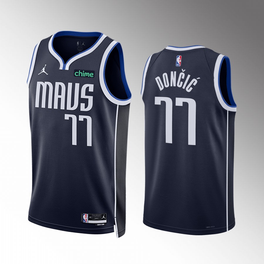 Dallas Mavericks Luka Doncic 2022-23 Statement Edition Navy #77 Jersey Swingman