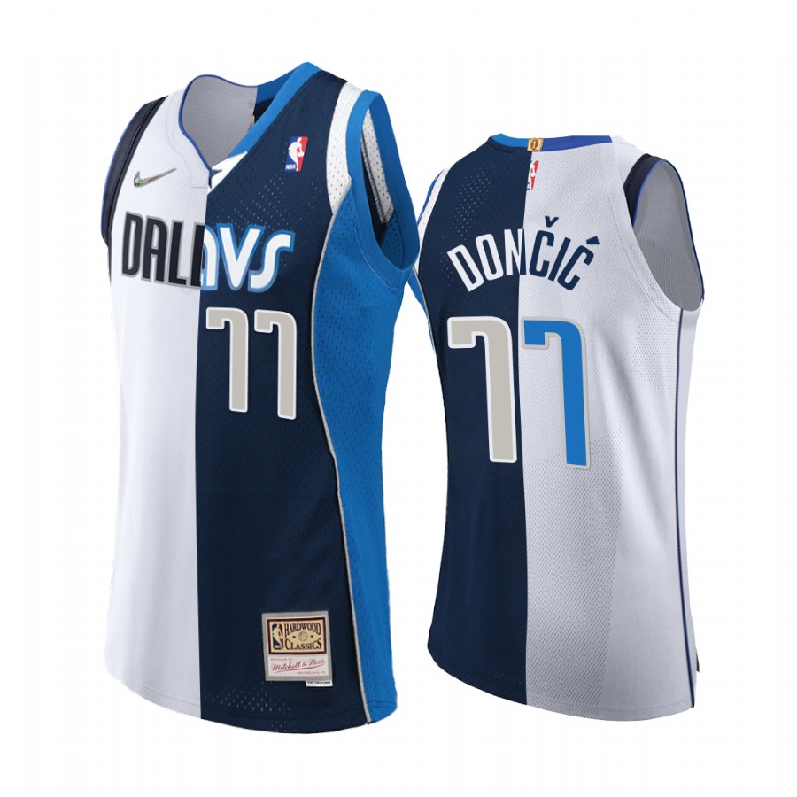Dallas Mavericks Luka Doncic Ancient Split Modern Navy White Jersey Rare