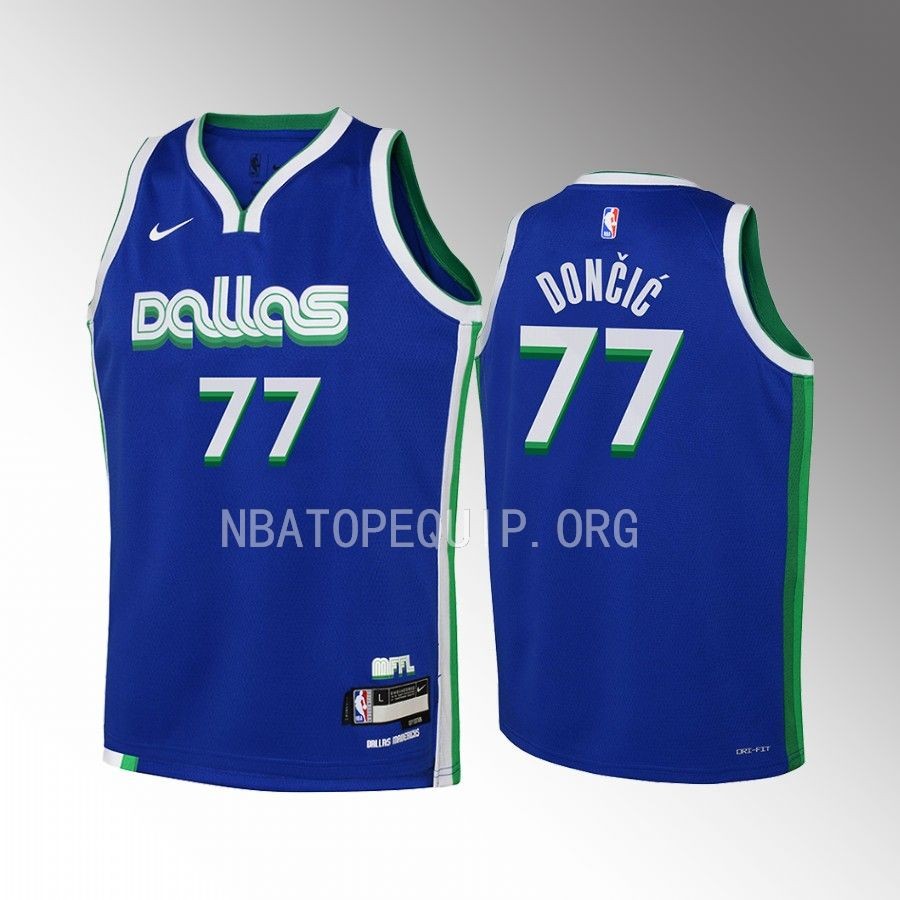 Dallas Mavericks Luka Doncic City Edition Blue Youth Jersey Swingman #77