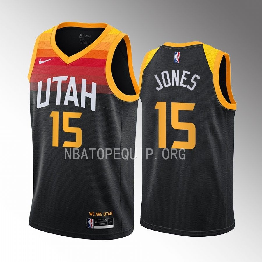 Damian Jones Utah Jazz #15 Black Jersey 2022-23 City Edition Swingman