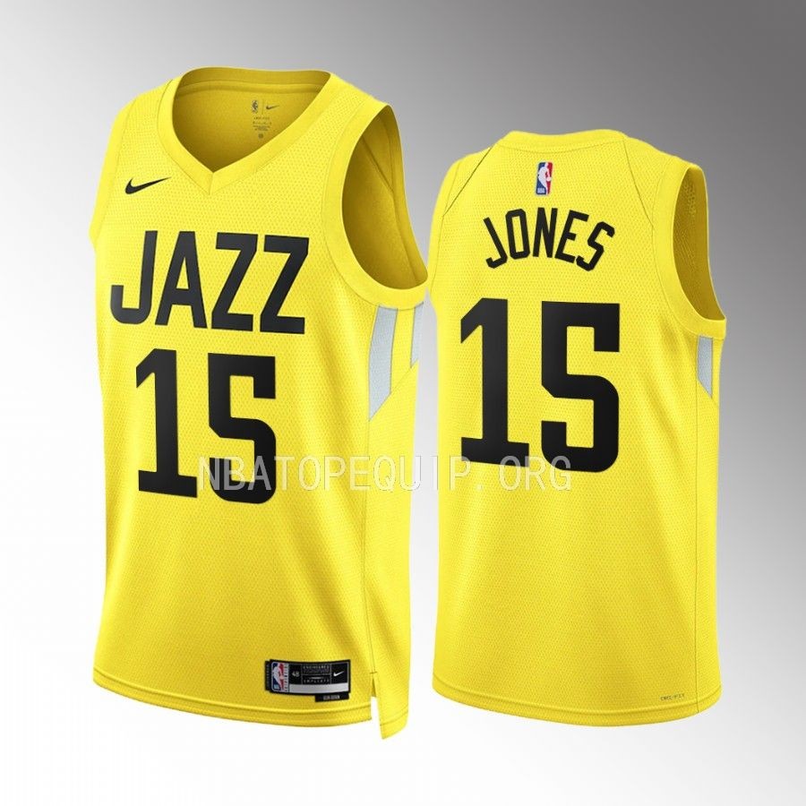 Damian Jones Utah Jazz #15 Yellow Jersey 2022-23 Icon Edition Swingman