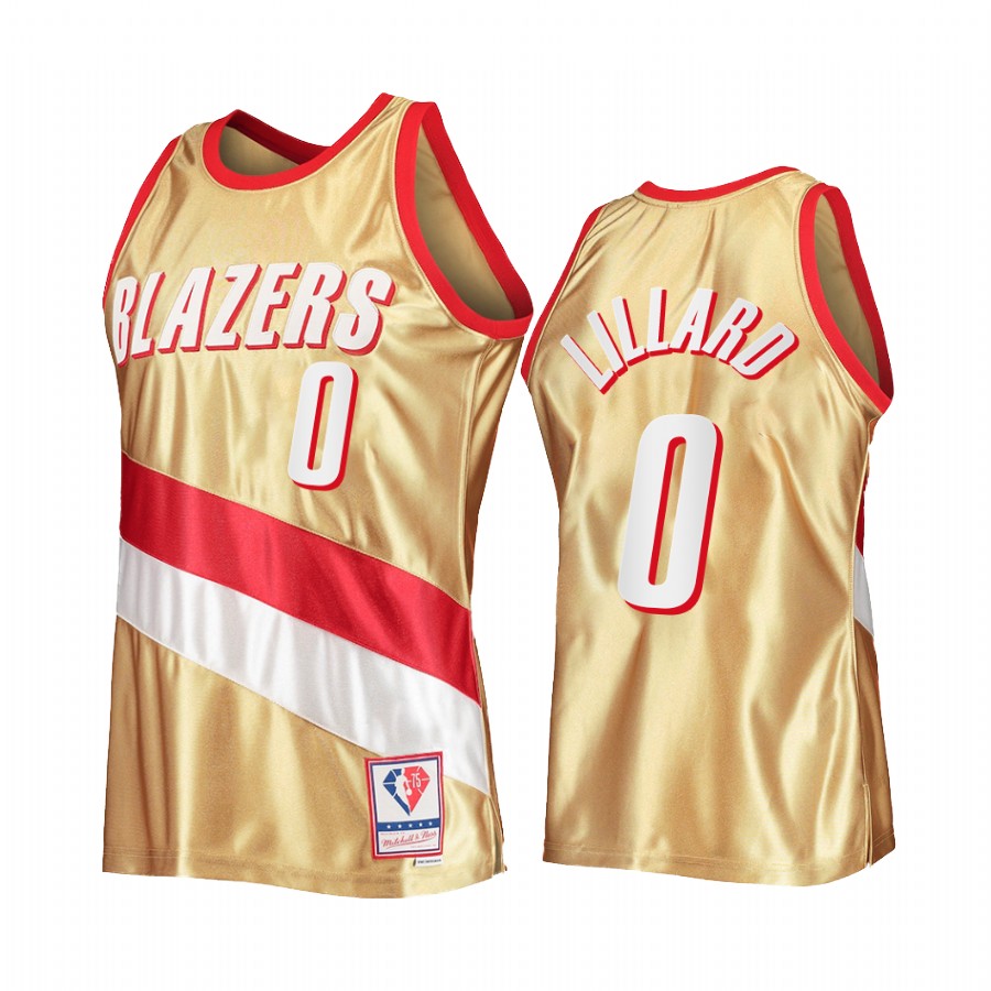 Damian Lillard #0 Portland Trail Blazers 75th Anniversary Gold Hardwood Classics Jersey