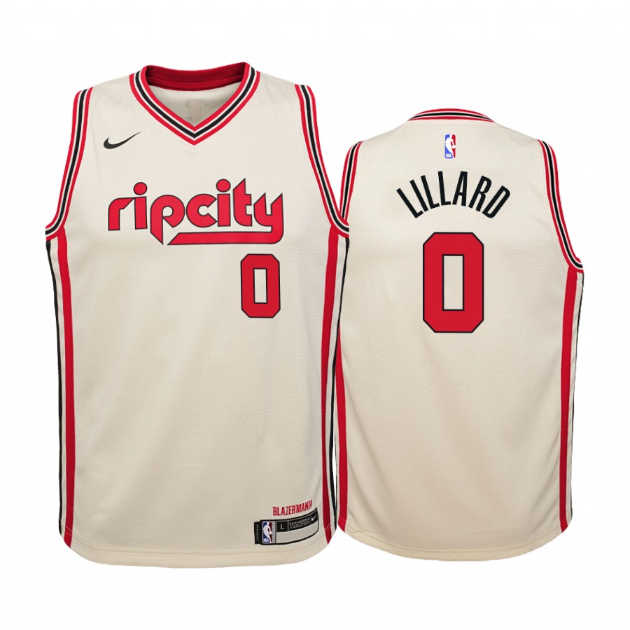 Damian Lillard Portland Trail Blazers 2019-20 City Youth Jersey - Cream
