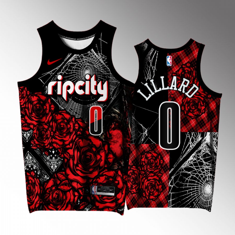 Damian Lillard Portland Trail Blazers Black #0 Jersey Rose Garden Exclusive Edition
