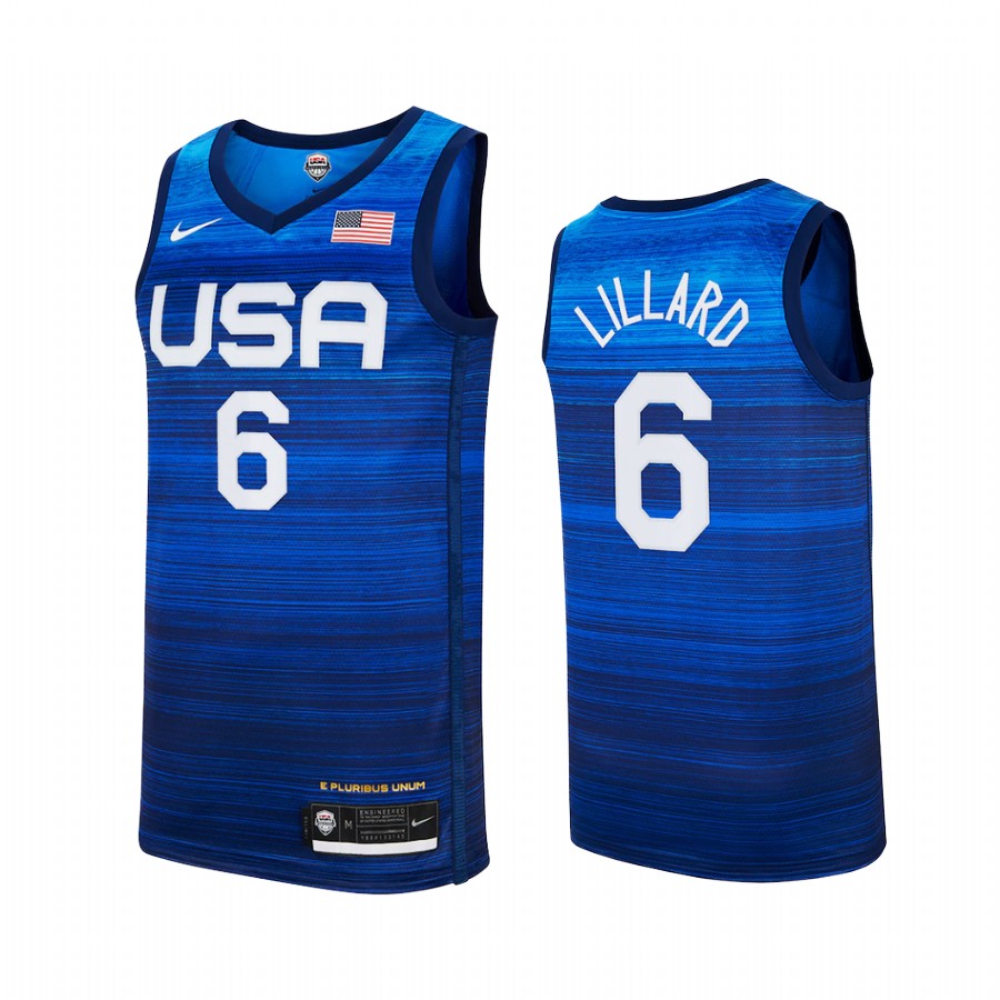 Damian Lillard USA  #6 Blue Tokyo Olympics 2021 Away Jersey
