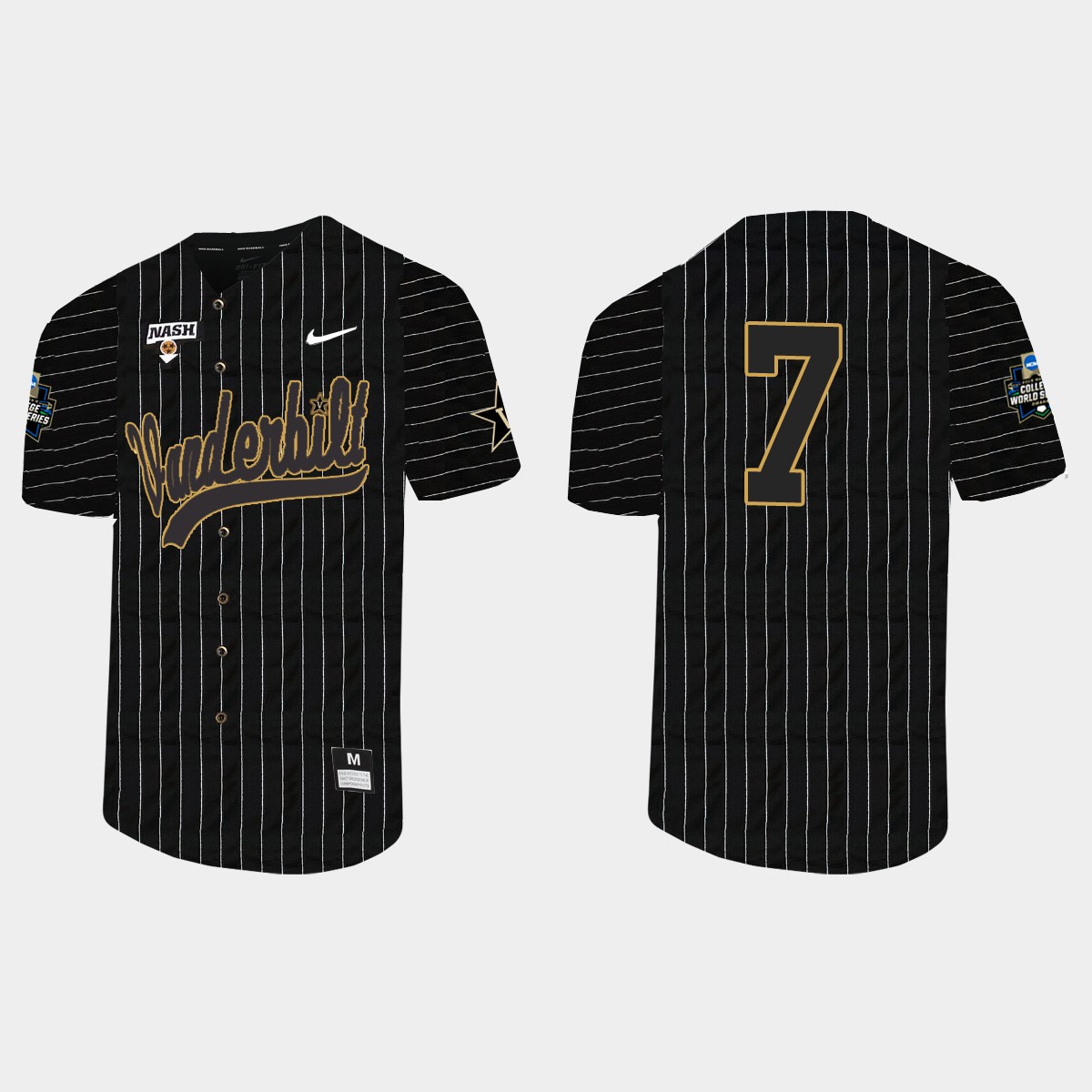 Dansby Swanson Vanderbilt Commodores 2021 College World Series Pinstripe  Jersey - Black